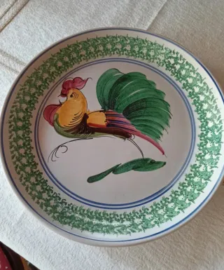 Piatto decorativo gallo ceramica