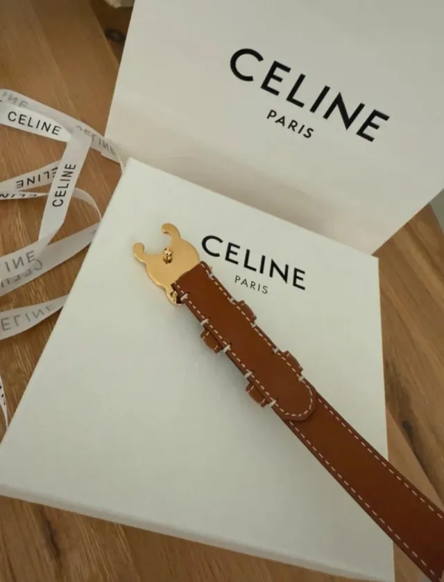 Cinturón Celine Marrón y Dorado