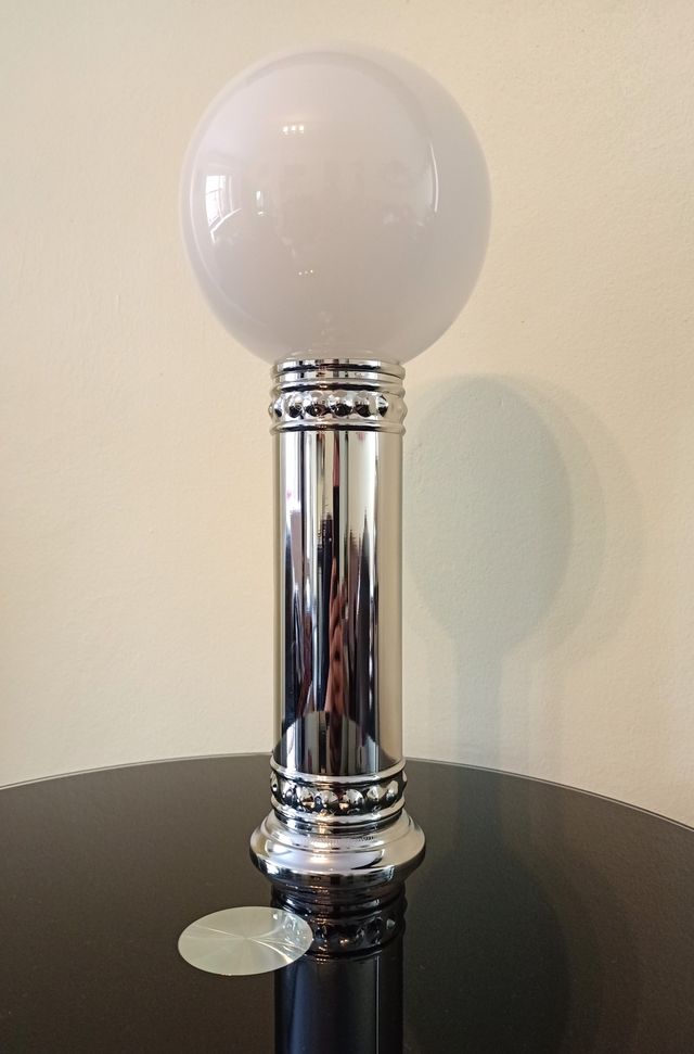 Lámpara Space Age Cromada Opalina España 70s