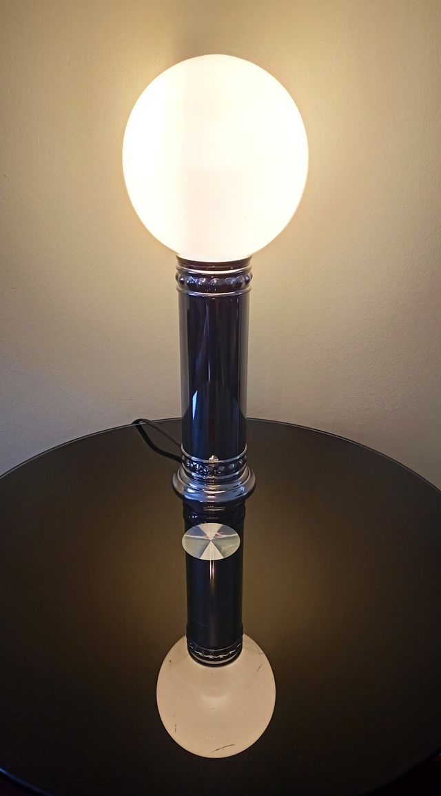 Lámpara Space Age Cromada Opalina España 70s