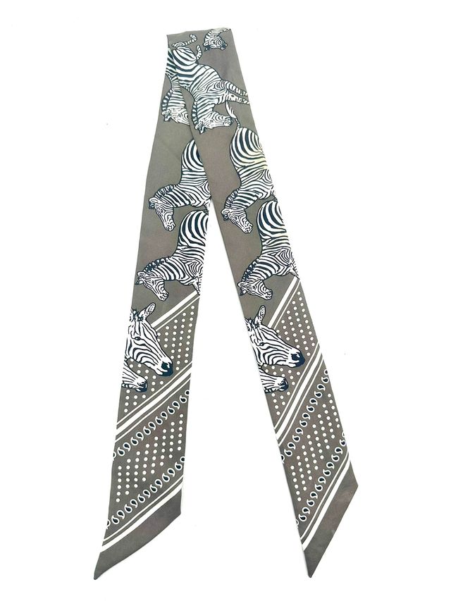 Hermès Twilly Cebra Gris y Blanco
