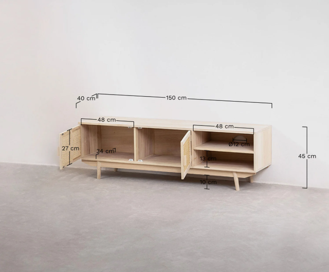 Mueble TV Ralik Madera y Ratán Sklum