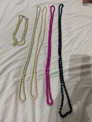 Collane perle bianche, rosa e nere