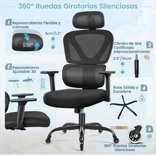Silla de Oficina Ergonómica KERDOM Negra