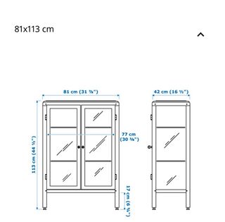 Vitrina azul vintage de metal y cristal.