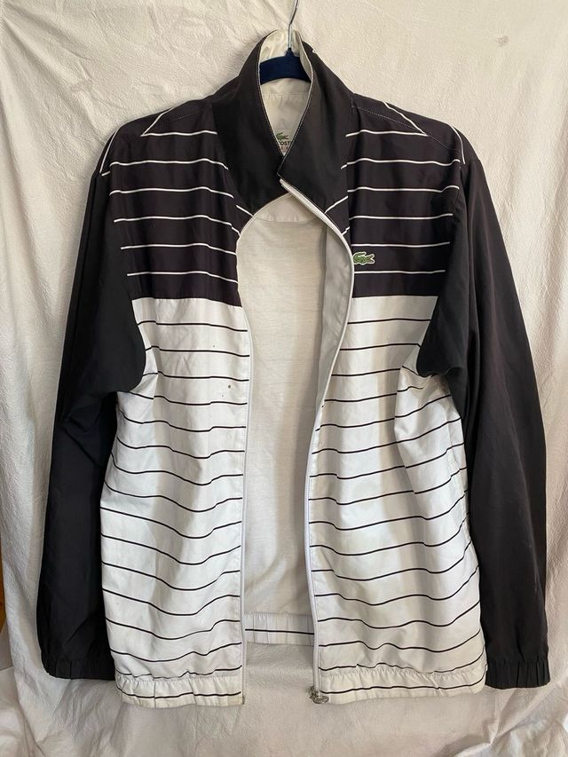 Cazadora Lacoste Vintage Rayas Blanco y Negro