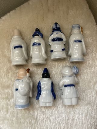 Figuras Sabios Chinos Porcelana Azul