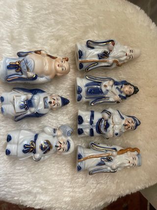 Figuras Sabios Chinos Porcelana Azul