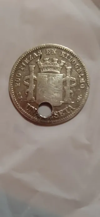 Moneda 1 Peseta 1870 Perforada