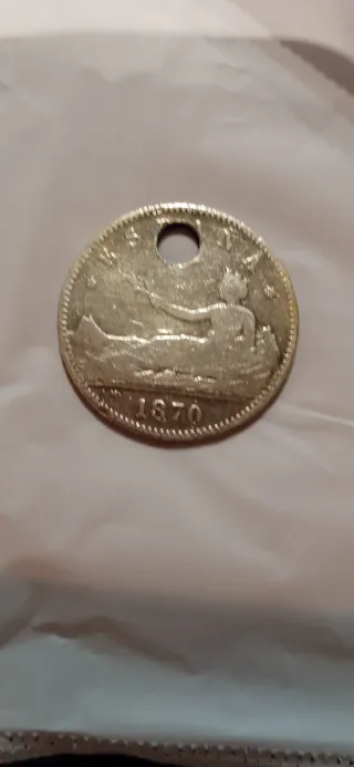 Moneda 1 Peseta 1870 Perforada