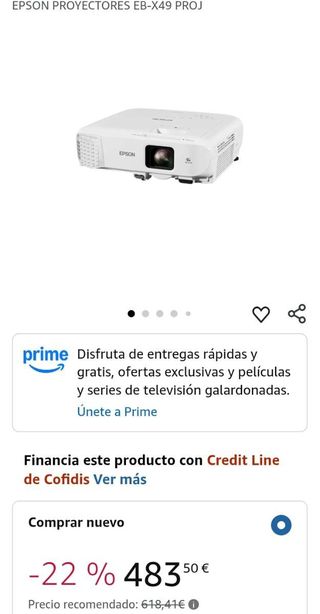 Proyector Epson EB-X49 3LCD 3600 lúmenes XGA
