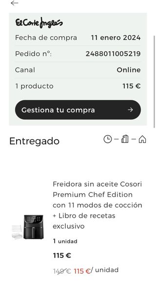 Freidora de aire Cosori negra