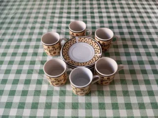 Juego 6 tazas café con 5 platos