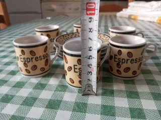 Juego 6 tazas café con 5 platos