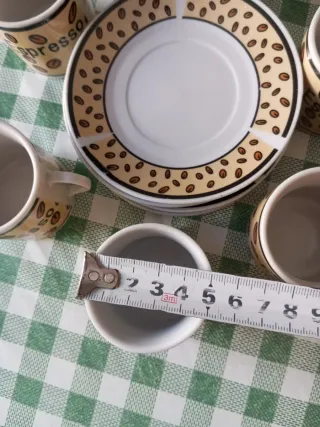 Juego 6 tazas café con 5 platos