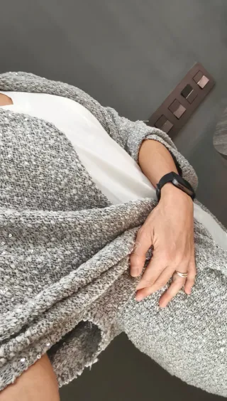 Cárdigan gris lentejuelas talla única