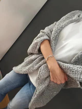 Cárdigan gris lentejuelas talla única