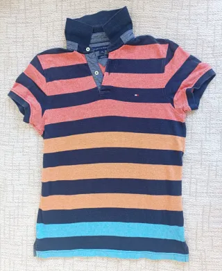 Polo Tommy Hilfiger Rayas Azul Naranja