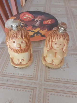 Figure vintage di liquore in ceramica Adamo ed Eva