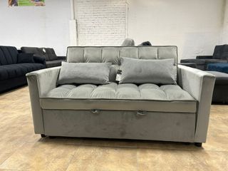 SOFÁ CAMA MINI 2 PLAZAS GRIS/NEGRO