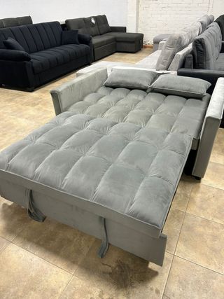 SOFÁ CAMA MINI 2 PLAZAS GRIS/NEGRO