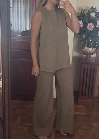 Conjunto Zara punto tostado total look