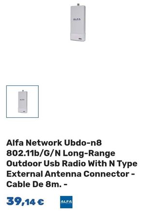Adaptador Wi-Fi Alfa UBDo-n8 USB exterior 8m