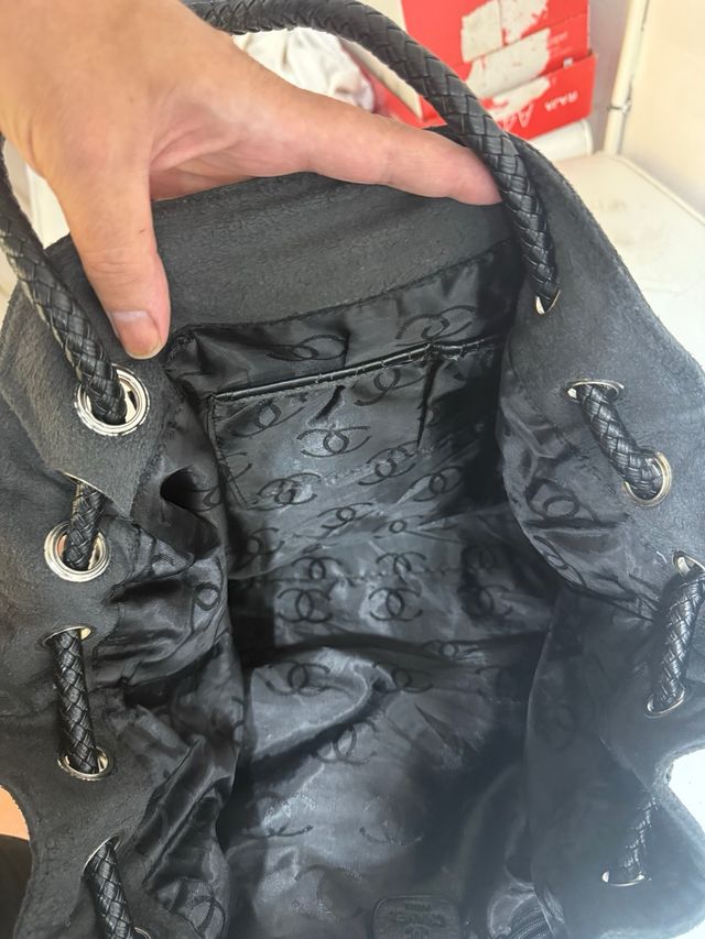 Bolso Chanel Negro Tejido