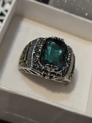 Anillo Hombre Esmeralda Talla Grande 24
