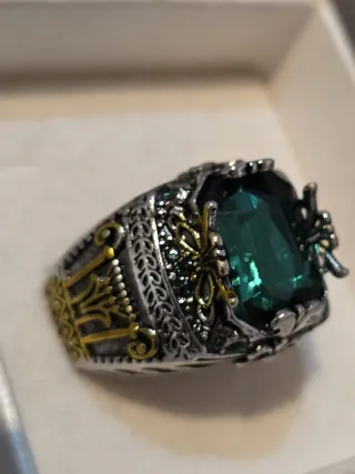 Anillo Hombre Esmeralda Talla Grande 24