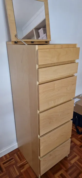 Cómoda Ikea MALM 6 cajones con espejo/joyero