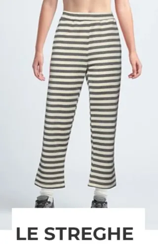 Pantaloni Le Streghe righe beige/grigio tg M