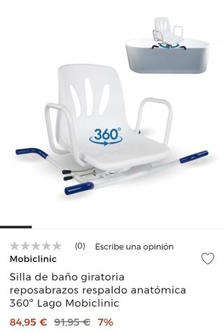 Silla de baño giratoria 360º con reposabrazos