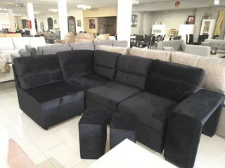 TRANSPORTE GRATIS!! Sofá Rinconera Gris con Puffs