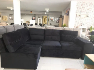 TRANSPORTE GRATIS!! Sofá Rinconera Gris con Puffs