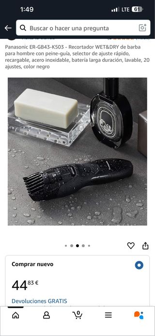 Recortador Panasonic ER-GB43-K503 WET&DRY