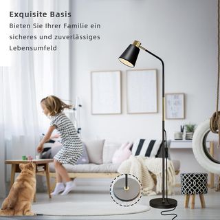 Lámpara de Pie LALISU Negra y Dorada