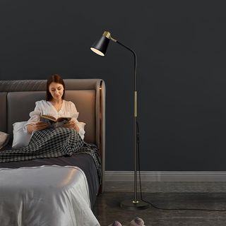 Lámpara de Pie LALISU Negra y Dorada