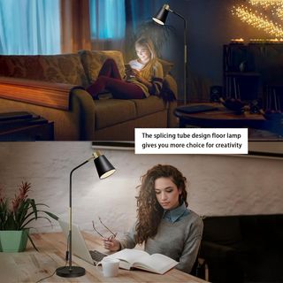 Lámpara de Pie LALISU Negra y Dorada