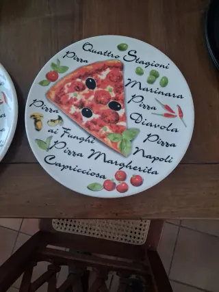 Set 2 Piatti Pizza Ceramica Decorati
