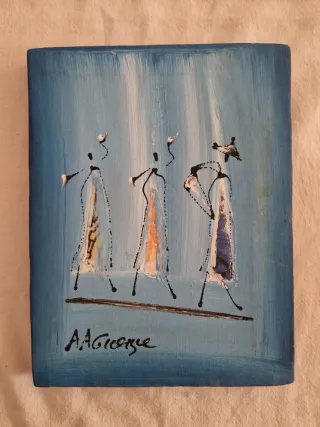 Cuadro abstracto figuras africanas