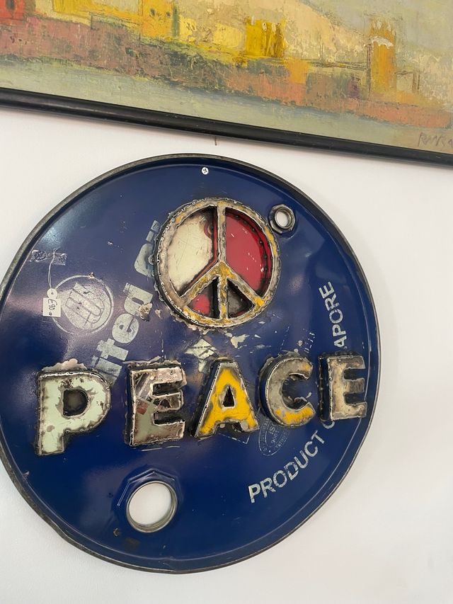 Letrero Peace Metal Azul