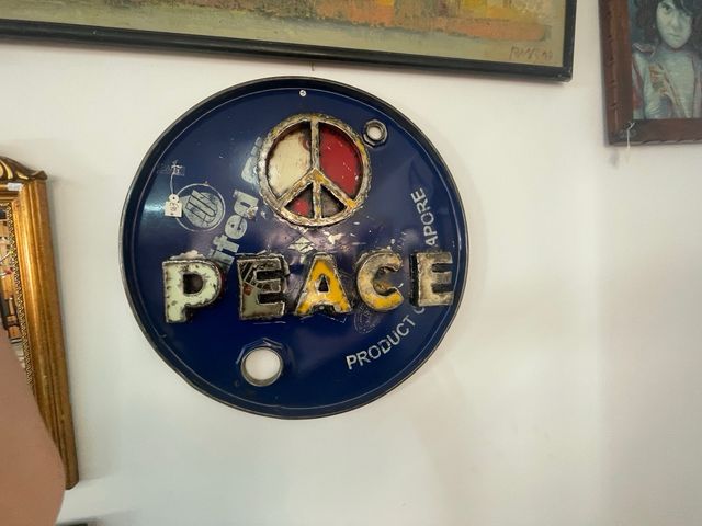 Letrero Peace Metal Azul