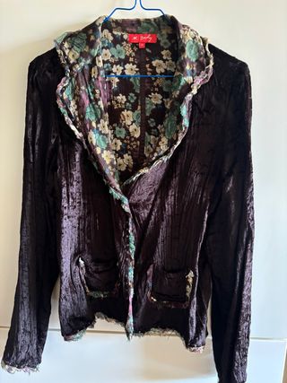 Americana Darby terciopelo marrón floral M