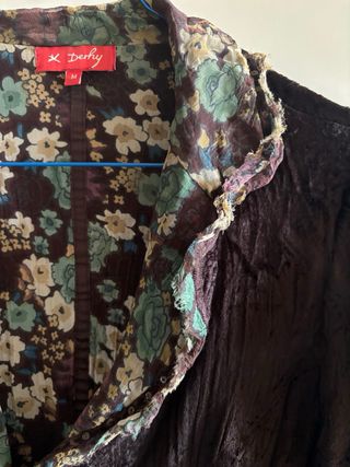 Americana Darby terciopelo marrón floral M