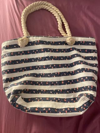 Bolsa de playa rayas florales