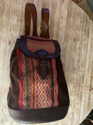 Mochila tela y piel multicolor