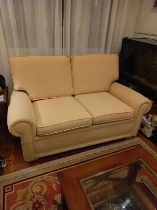 Sofá tela mostaza 2 y 3 plazas
