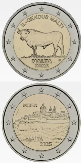 Moneda Malta 2025 Conmem BUEY y Mdina S/C