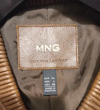 Cazadora de piel marrón mujer Mango